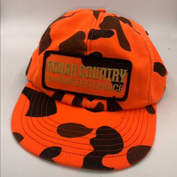 Vintage 80s ROUGH COUNTRY HUNTERS CHOICE PATCH SNAPBACK TRUCKER HAT MADE IN USA - Picture 1 of 4